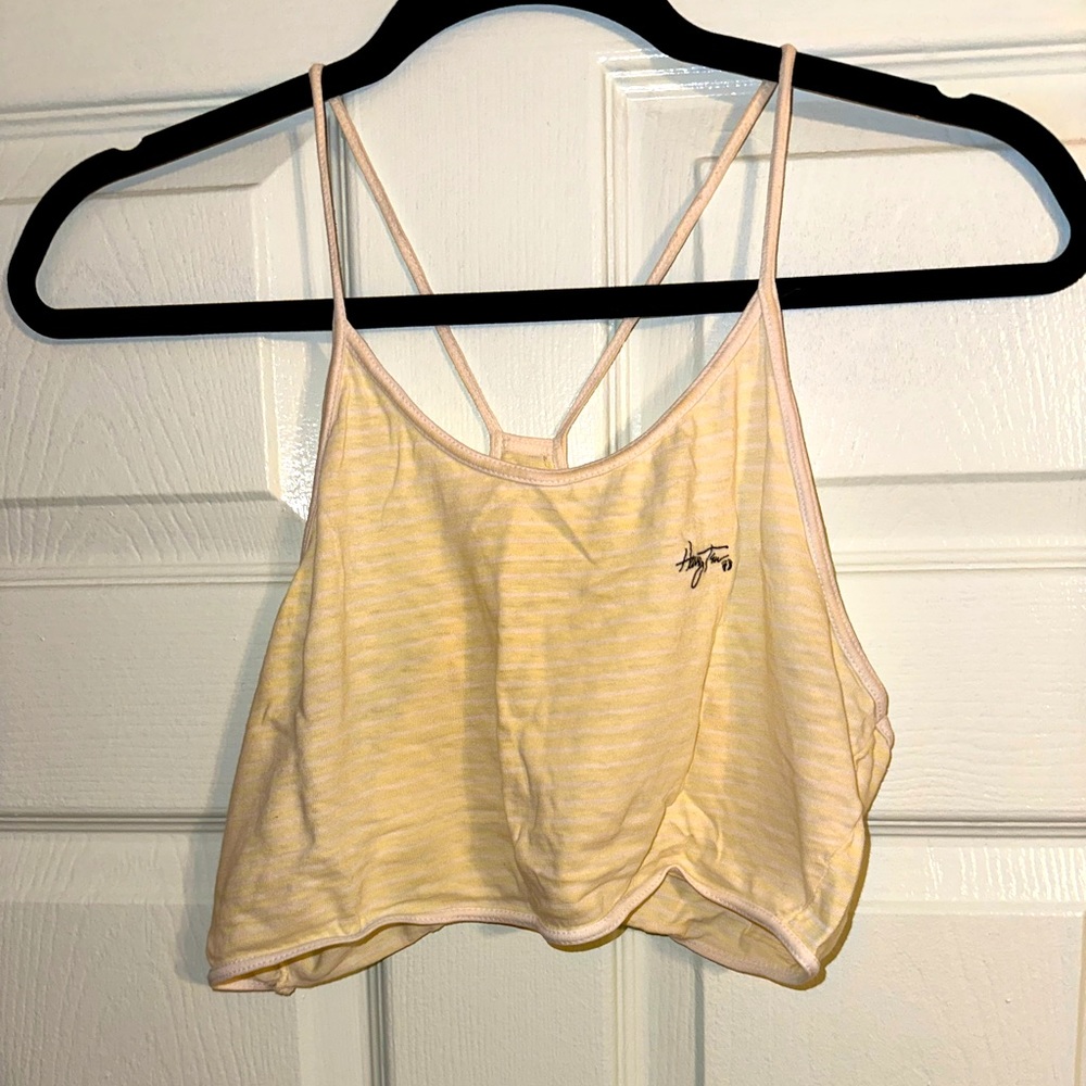 Yellow Striped Hang Ten Crop - Size M